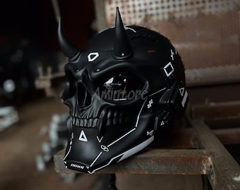 Cyberpunk Motorcycle Helmet Custom | Cyberpunk Mask | CyberSkull | DOT n ECE approved / TX-023