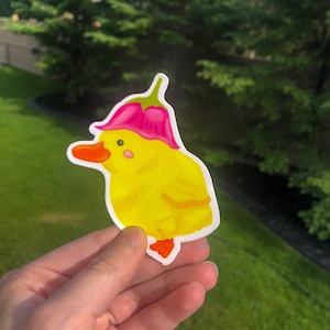 Tulip Hat Duck Sticker, Vinyl sticker, cute decal, laptop sticker, car decal, waterproof sticker, weatherproof sticker