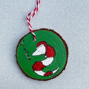 Christmas worm on a string ornament, hand painted tree ornament, festive decor, holiday decorations, funny gifts, quirky christmas decor
