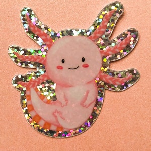 Glitter Axolotl sticker, ocean sticker, axolotl art, cute axolotl, vinyl sticker, laptop sticker, car decal, waterproof sticker