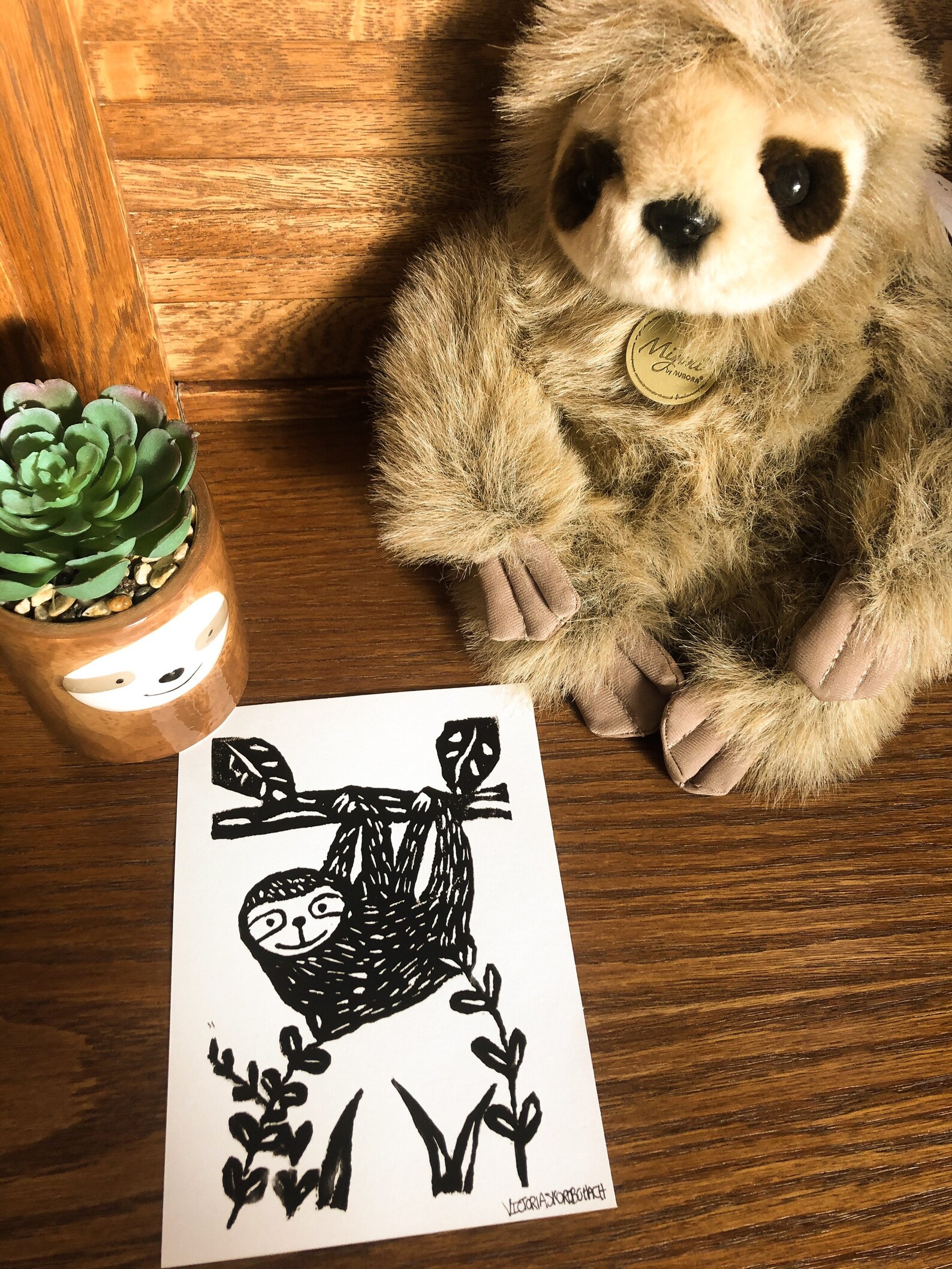 Sloth Linocut Print, Sloth Print, Linoprint Cut, Handmade Print, Sloth ...