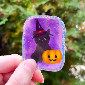 Halloween sorcière chat noir citrouille effrayant vinyle autocollant voiture décalcomanie automne saison d'automne