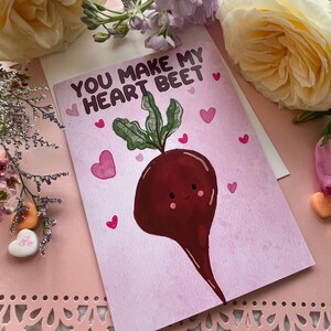 You Make My Heart Beet Pun Valentine carte de voeux, carte d'amour, carte d'anniversaire, cadeaux pour elle, cadeaux pour lui, végétalien, végétarien