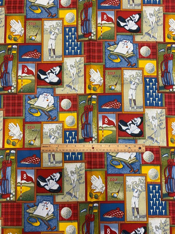 Vintage golf pattern 100 cotton fabric free shipping No Etsy