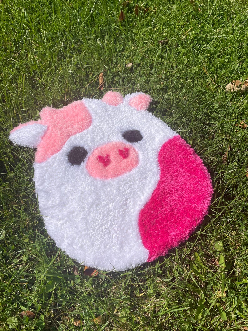 Squishmallow Pink Cow Caedyn Rug Tufting Rug Hand Tuffed Rug Etsy