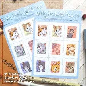 Cat Briefmarken Stickerbogen | Happy Mail Kitty Freundin | Niedliches Kawaii Schreibwaren Journal Bujo Planer Kunst Geschenk