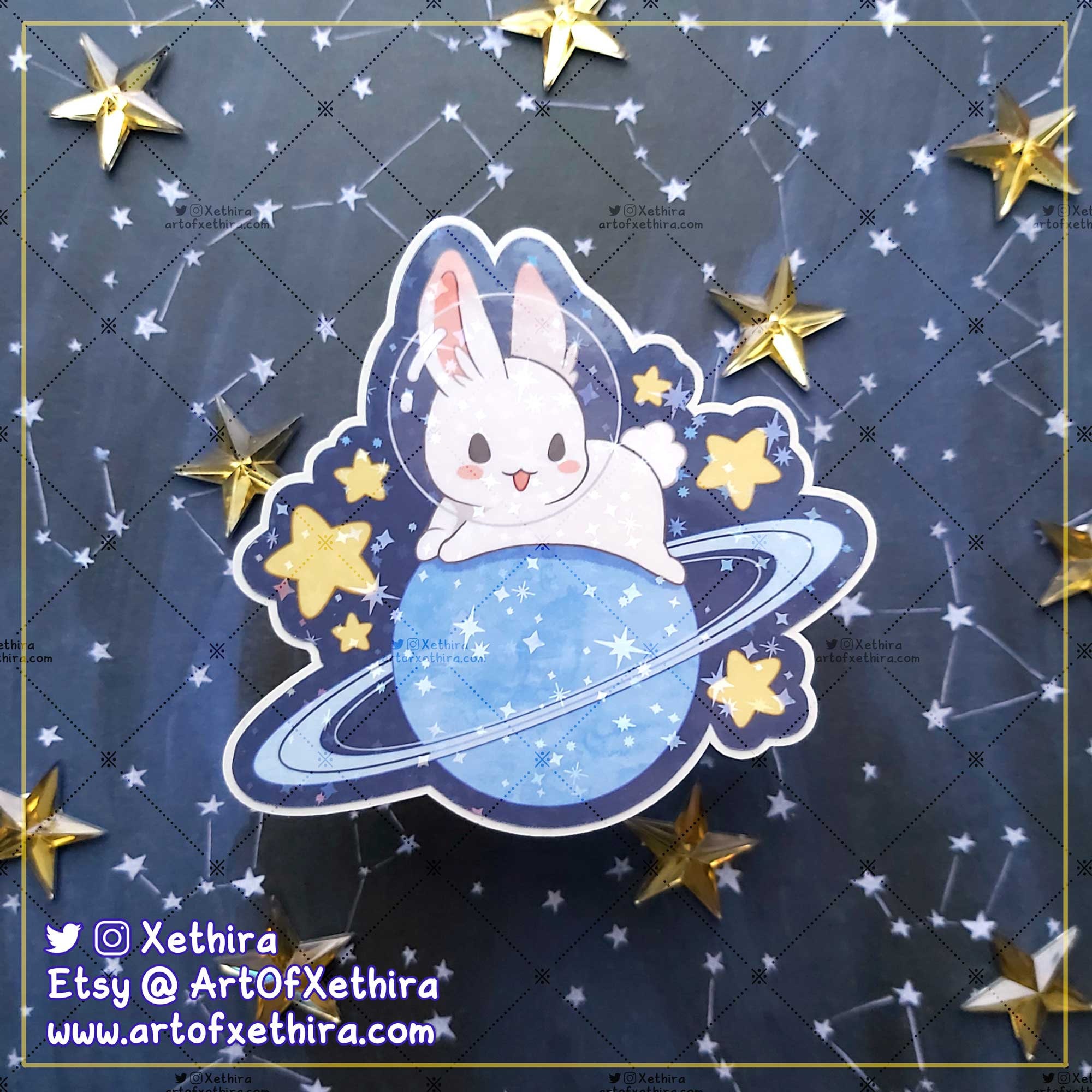 Cute Bubble Bunny Deco Sticker, Toploader Deco Sticker, Chrystal