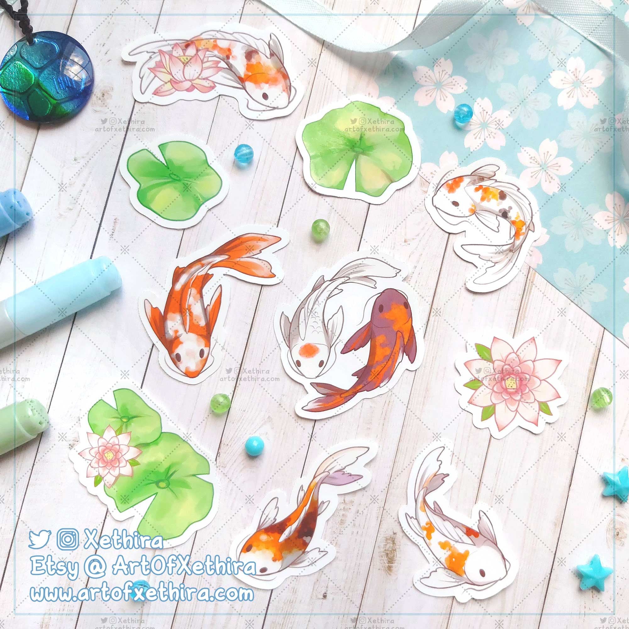 Koi Fish and Lotus Sticker Pack Oriental Asian Chinese Japanese Theme Cute  Kawaii Stationery Journal Bujo Planner Die-cut Art Gift -  Canada