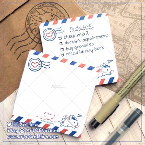 Mail Bunny 3 inch Post-It Notes | Memo Pad Notepad Rabbit Postage Happy Mail Letter Post Office| Cute Kawaii Stationery Journal Bujo Planner