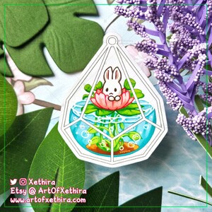 Adesivo coniglietto per terrario di loto / Adesivo in vinile trasparente con foglie di fiori di coniglio / Adesivo per diario di cancelleria kawaii Bujo Planner