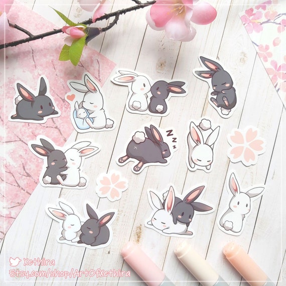 Cartoon Sweet Rabbit Cherry Stickers Card Making & Stationery ...