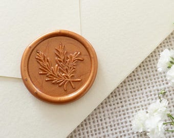 Rosemary Sprig Wax Seal Stickers: Self Adhesive Floral Seals, 25mm (Set of 10)