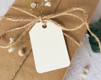 Blank Textured Paper Tags (White & Ivory) – Set of 25, 4 Sizes (250 gsm) | Wedding, Party Favor, Gift Labels