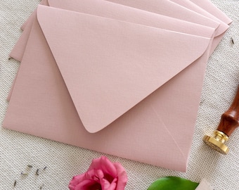 Dusty Pink Envelopes: Handmade EuroFlap, Textured Paper (Set of 10)
