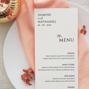 Personalized Wedding Menu: Minimalist Elegant Stationery
