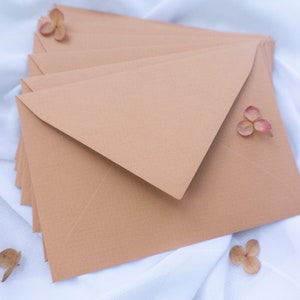 Premium Caramel Envelopes, Set of 10 High Quality Textured Paper Envelopes, Euro Flap Gummed Envelopes, B6 Size, Beige Envelopes