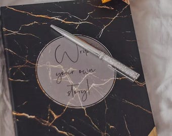 Luxury Black Marble Planner | Undated Daily Organizer | Elegant Notebook | Handmade Stationery Gift |  Christmas Present