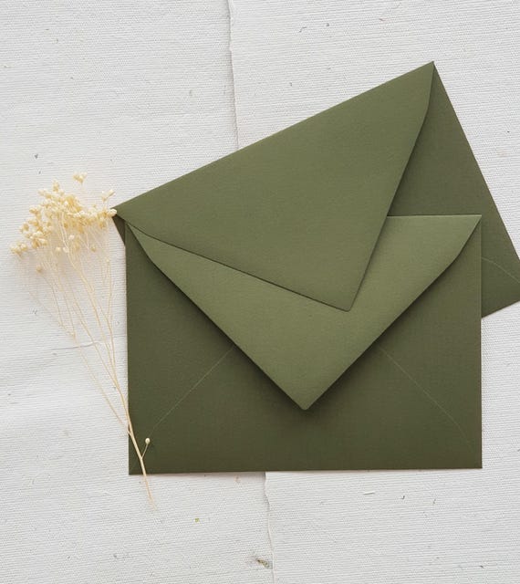 C6 and C5 Premium Forest Green Euro-Flap Envelopes | 140 gsm Textured Paper | Set of 10 – Ideal for Wedding Stationery