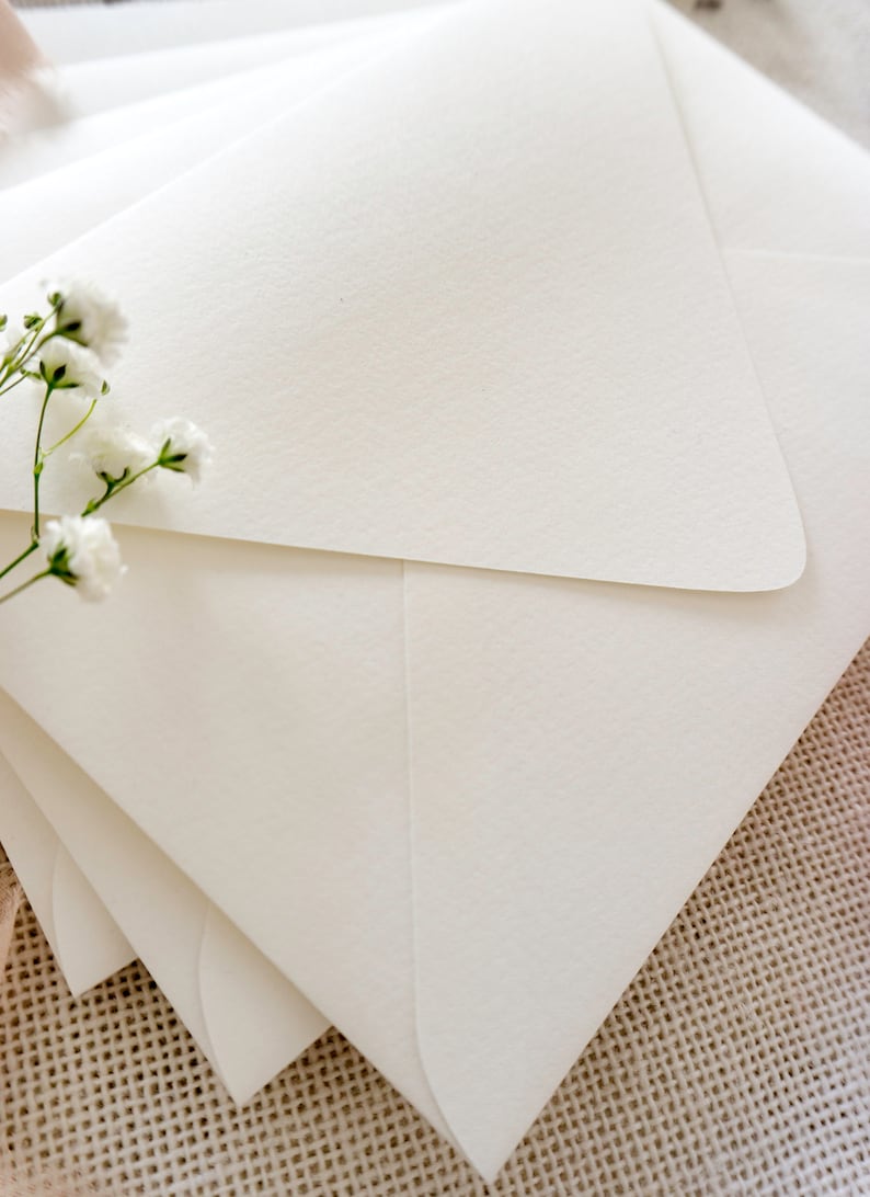 Premium Handcrafted White Matte Envelopes | 200 GSM Textured Paper | A7, C6, C7 Sizes | Set of 10 | Wedding Invitations