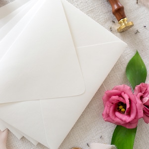 High Quality Handcrafted White Envelopes, 140gsm, A7, C6, C7 Sizes - 10 Pack Euro Flap Design