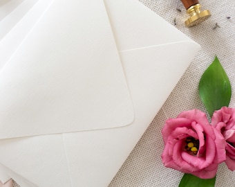 Handcrafted White Textured Envelopes: Euro Flap, 140gsm (Set of 10)
