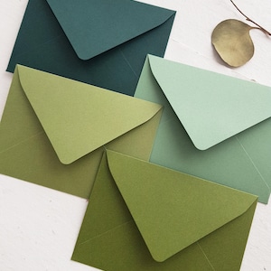 Premium Green Envelopes – Set of 10, Luxury Heavyweight 230gsm Cardstock, B6 Size, Matcha, Olive, Mineral & Wasabi, Wedding Invitations