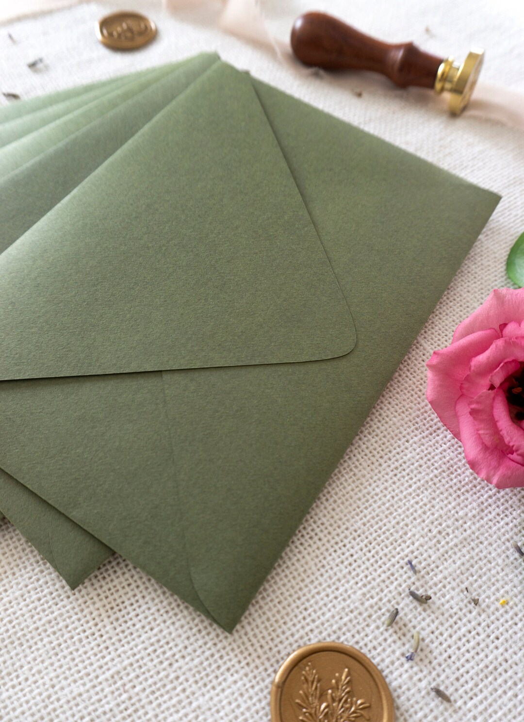 Premium Forest Green Envelopes, Euroflap Handmade Envelopes 140gsm, A7