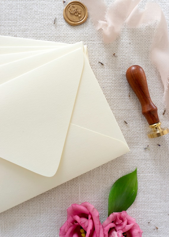 Handmade Cream EuroFlap Envelopes: 140 gsm Textured Paper, A7 C6 C7 Sizes (Set of 10)