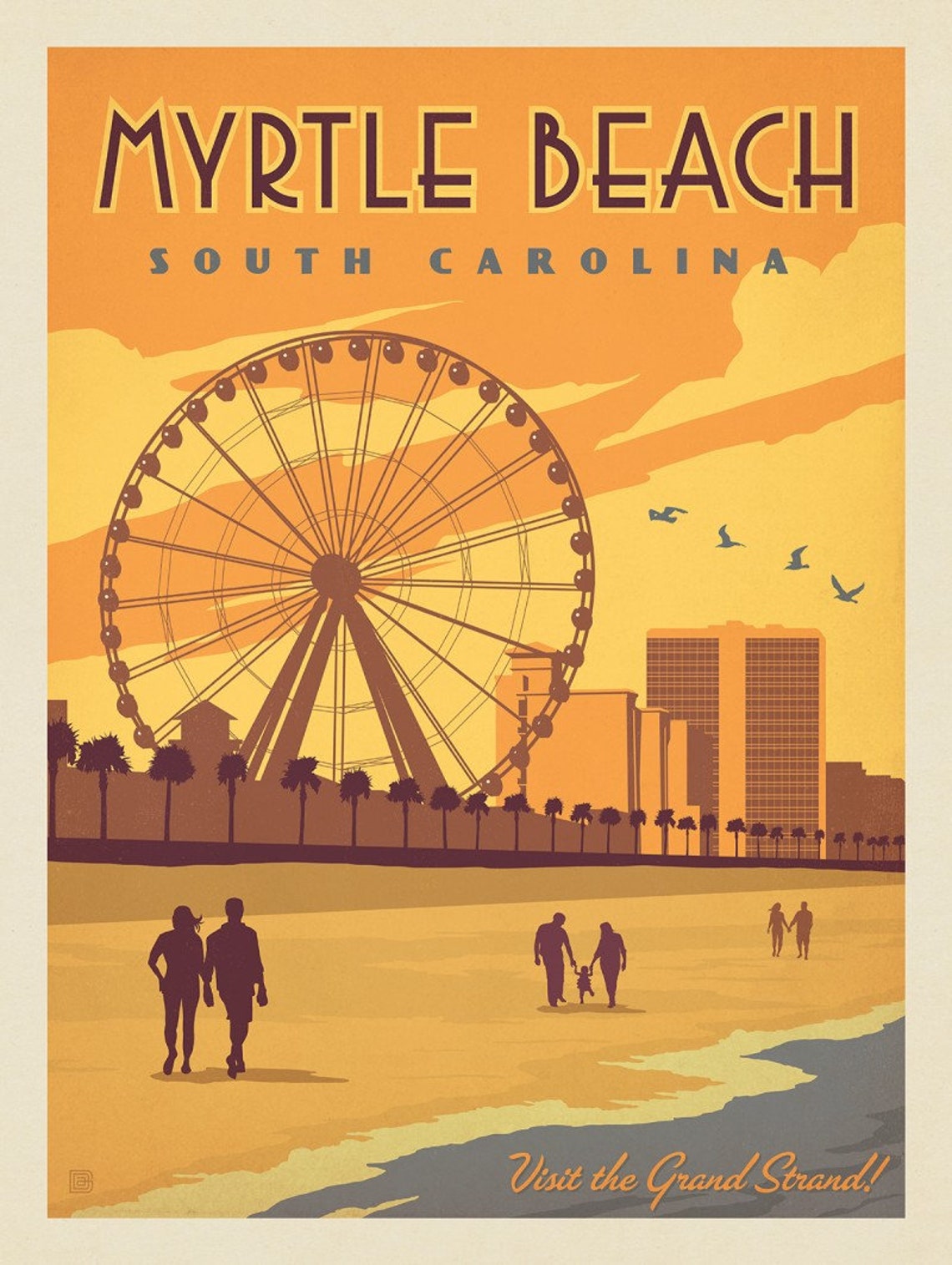 Myrtle Beach Travel Poster Caroline du Sud vintage Print Art Etsy