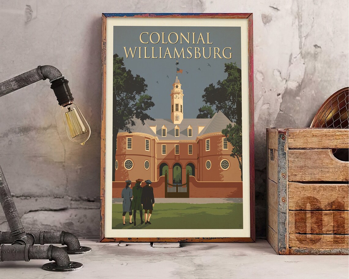 Colonial Williamsburg Travel Poster VA Capitol Building Etsy