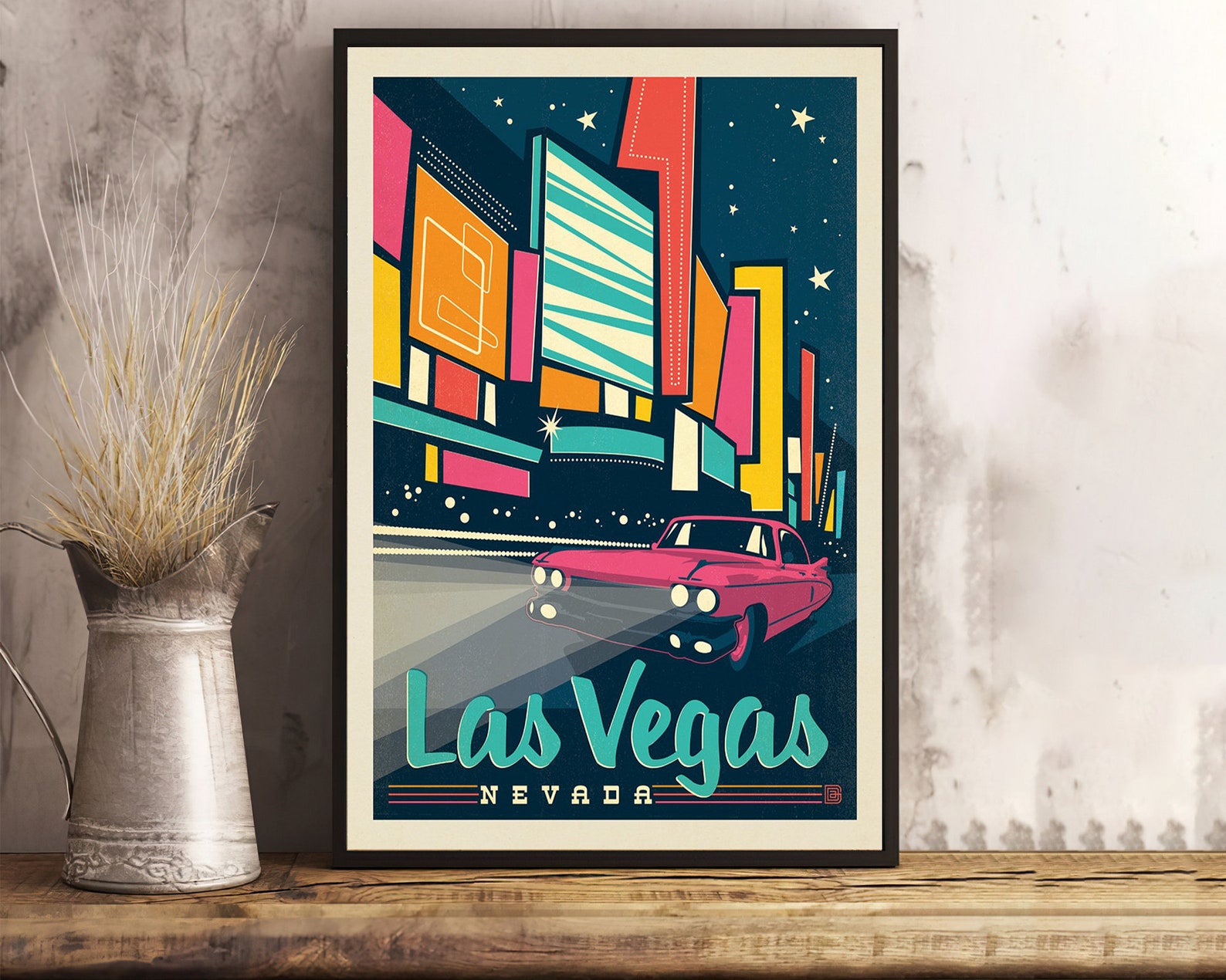 Las Vegas Retro Colors Poster Nevada Poster Modern Print Etsy