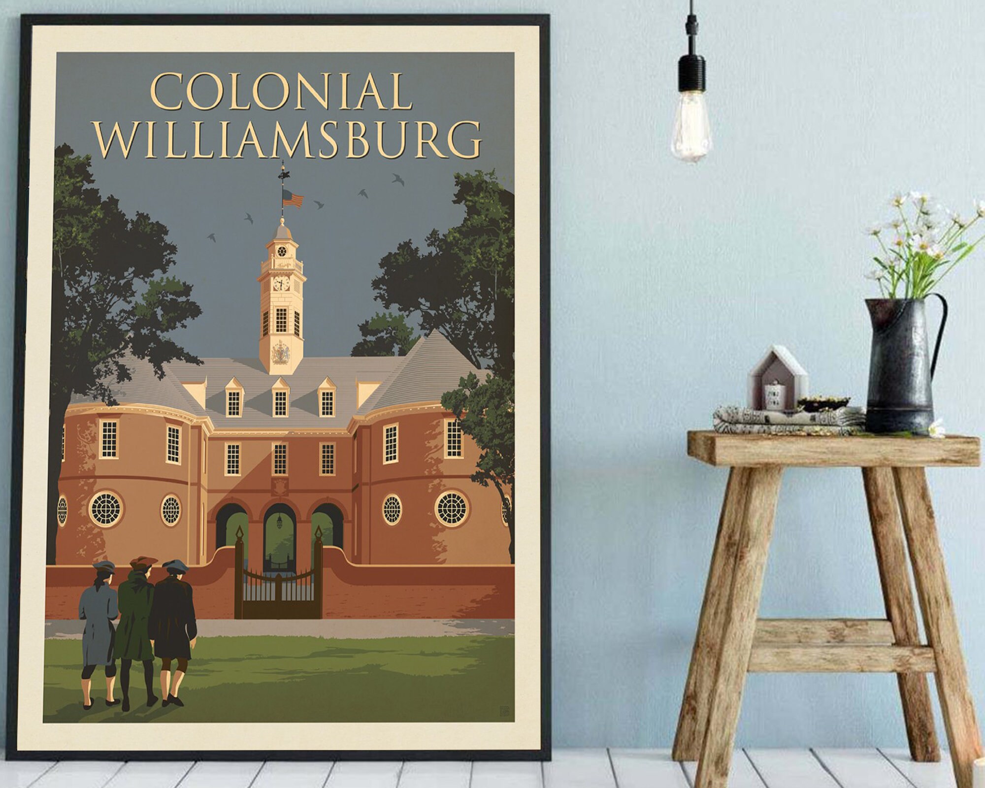 Colonial Williamsburg Travel Poster VA Capitol Building Etsy