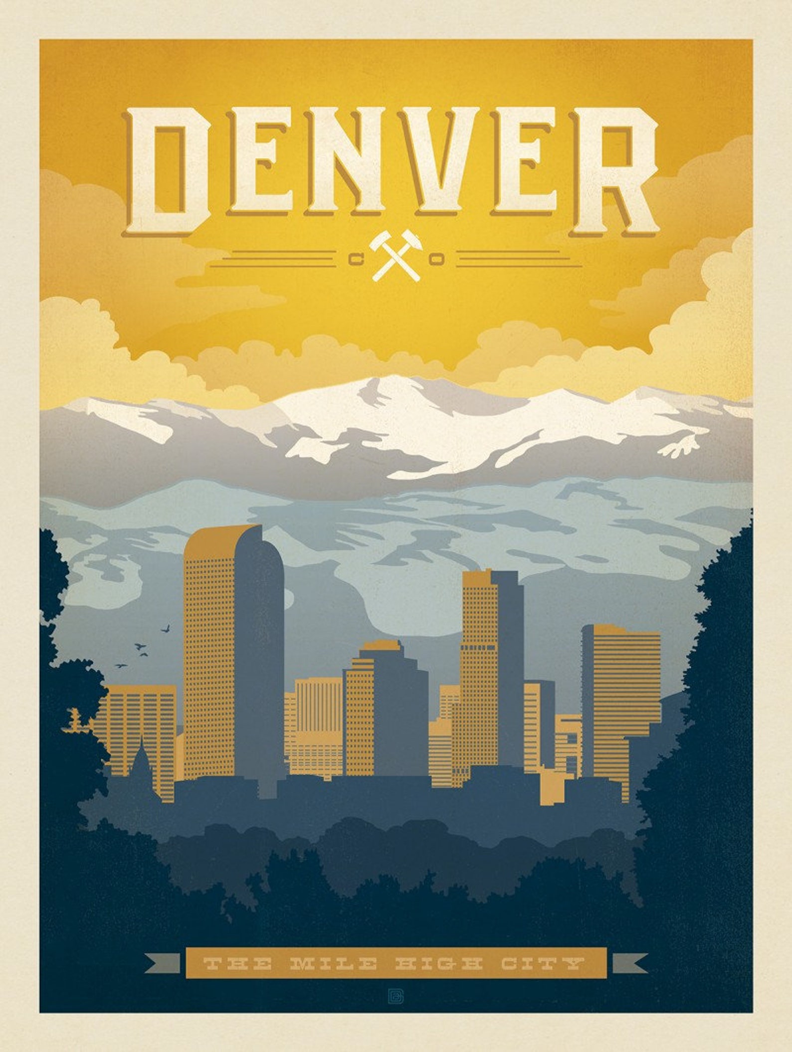 Denver Colorado Poster Art La stampa vintage mile high city Etsy