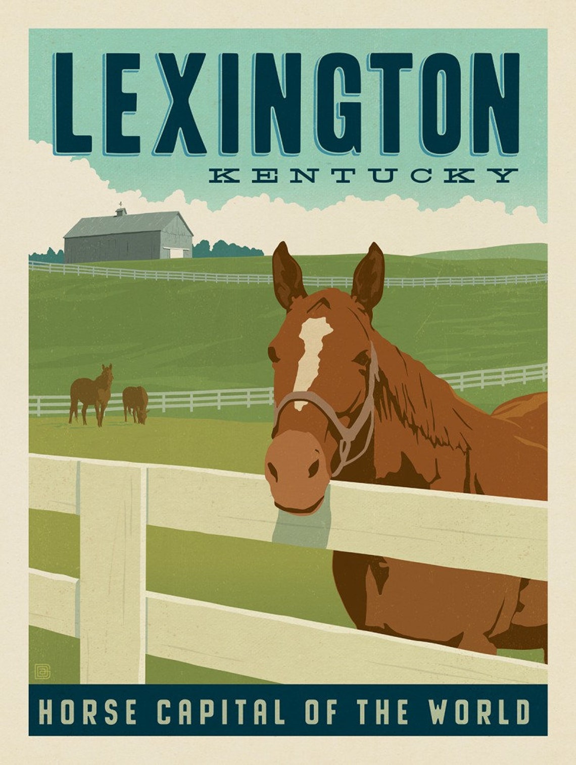 Lexington Kentucky Poster Horse Capital Retro Color Print Etsy