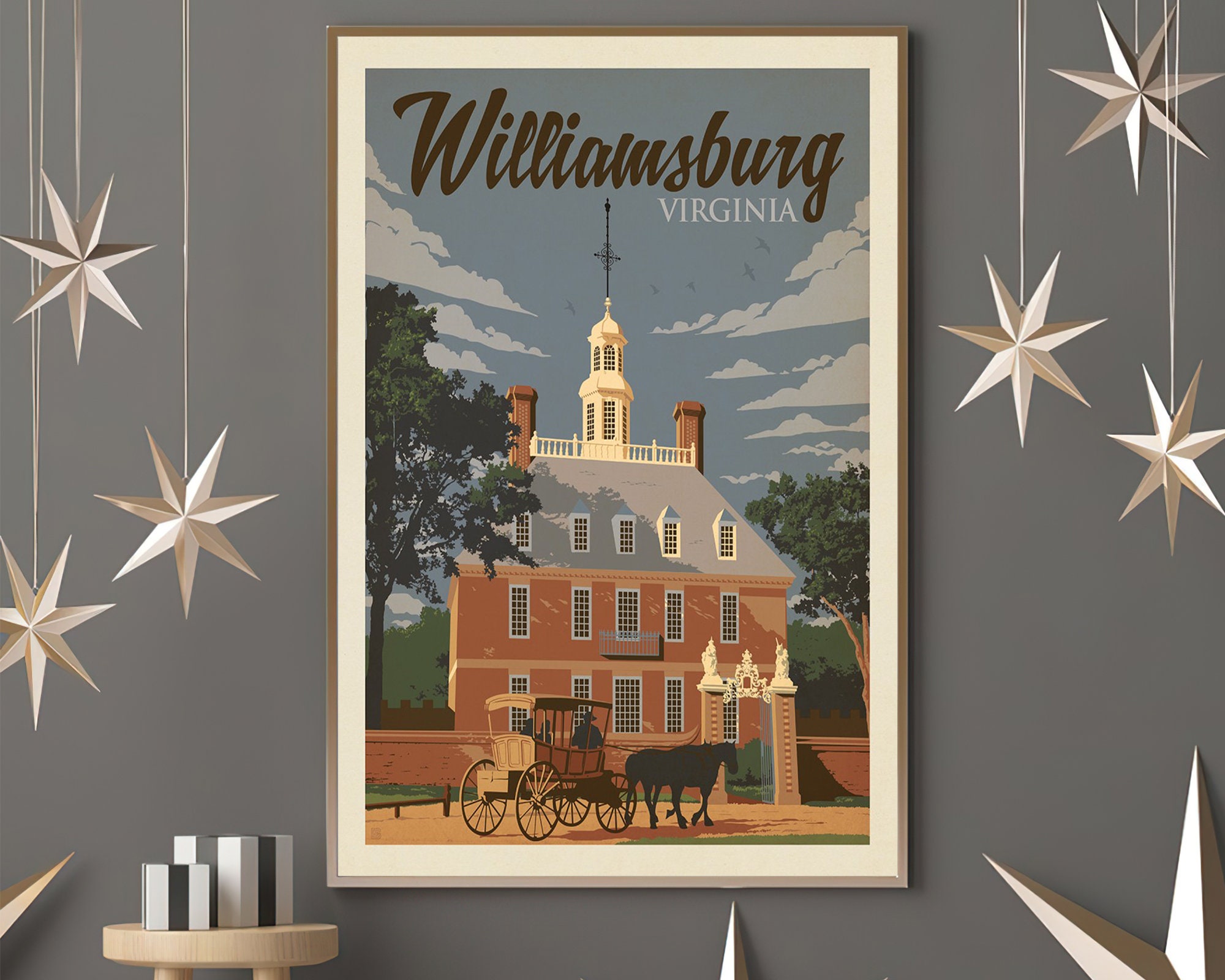 Williamsburg VA Poster Vintage Virginia City Retro Print Etsy