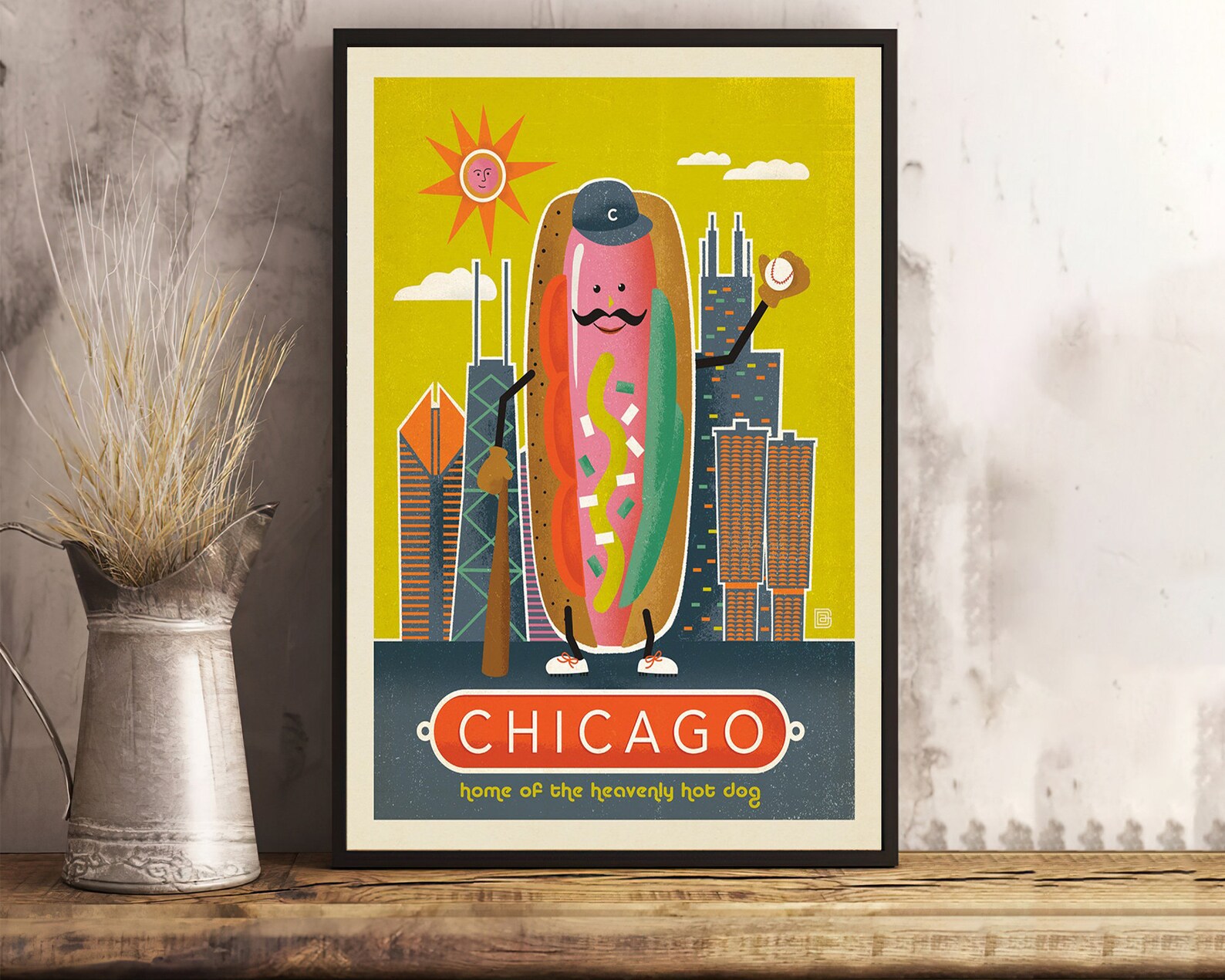 Chicago Style Hot Dog Poster Home Of Heavenly Hot Dogs | Etsy