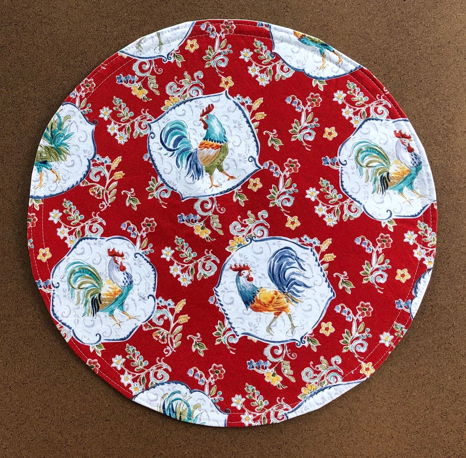 Placemats Sets of 24 & 6 Red Roosters and teal reversible Etsy