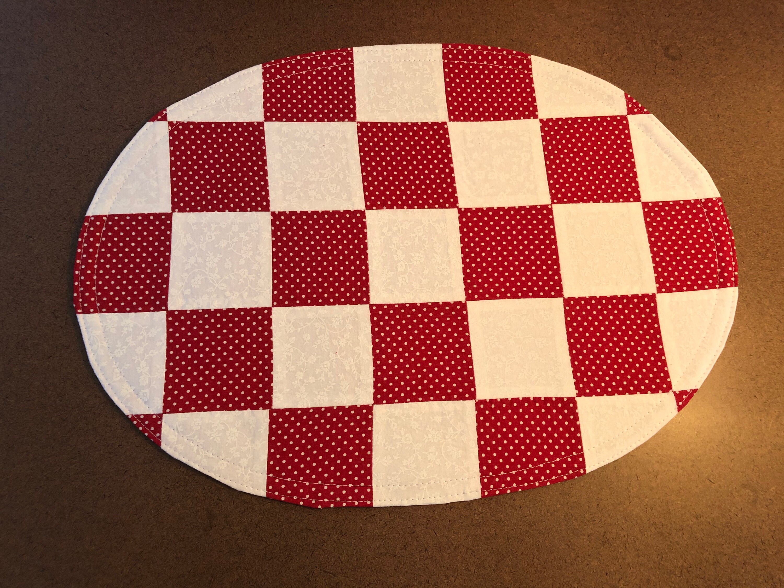 Placemats Sets of 24 or 6 Red White checkered oval pattern Etsy