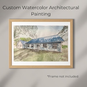 Hand Painted Watercolor building. Custom Watercolor House Portrait. Custom Bridal Wedding Chapel. Hand Painted Photo to Painting.