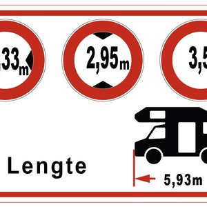 Personalisierter Wohnmobil Aufkleber Sprache Holländisch Breite-Höhe-Gewicht | 95 x 60 mm