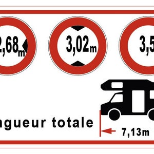 Personalisierter Wohnmobil Aufkleber Sprache Französisch Breite-Höhe-Gewicht | 95 x 60 mm