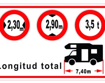 Personalized Motorhome Sticker Language Spanish Width-Height-Weight | 95 x 60 mm