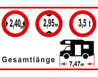 Personalized Motorhome Sticker Width-Height-Weight | 95 x 60 mm