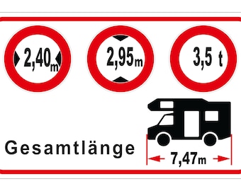 Autocollant de camping-car personnalisé Largeur-Hauteur-Poids | 95 x 60 mm