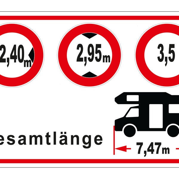 Personalisierter Wohnmobil Aufkleber Breite-Höhe-Gewicht | 95 x 60 mm