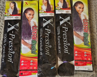Original X-pression Ultra for Braiding extensions 100%Kanekalon, Pre-stretched and Rich braid (big pack)