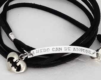 A Hero Can Be Anyone Wrap Bracelet - Hand Stamped