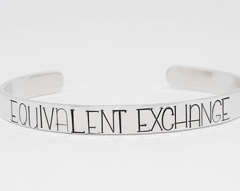 Equivalent Exchange Cuff Bracelet - Hand Stamped