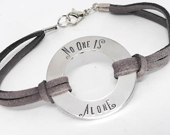 No One is Alone Washer Bracelet - Hand Stamped
