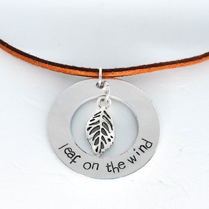 Leaf on the Wind Pendant Necklace - Hand Stamped